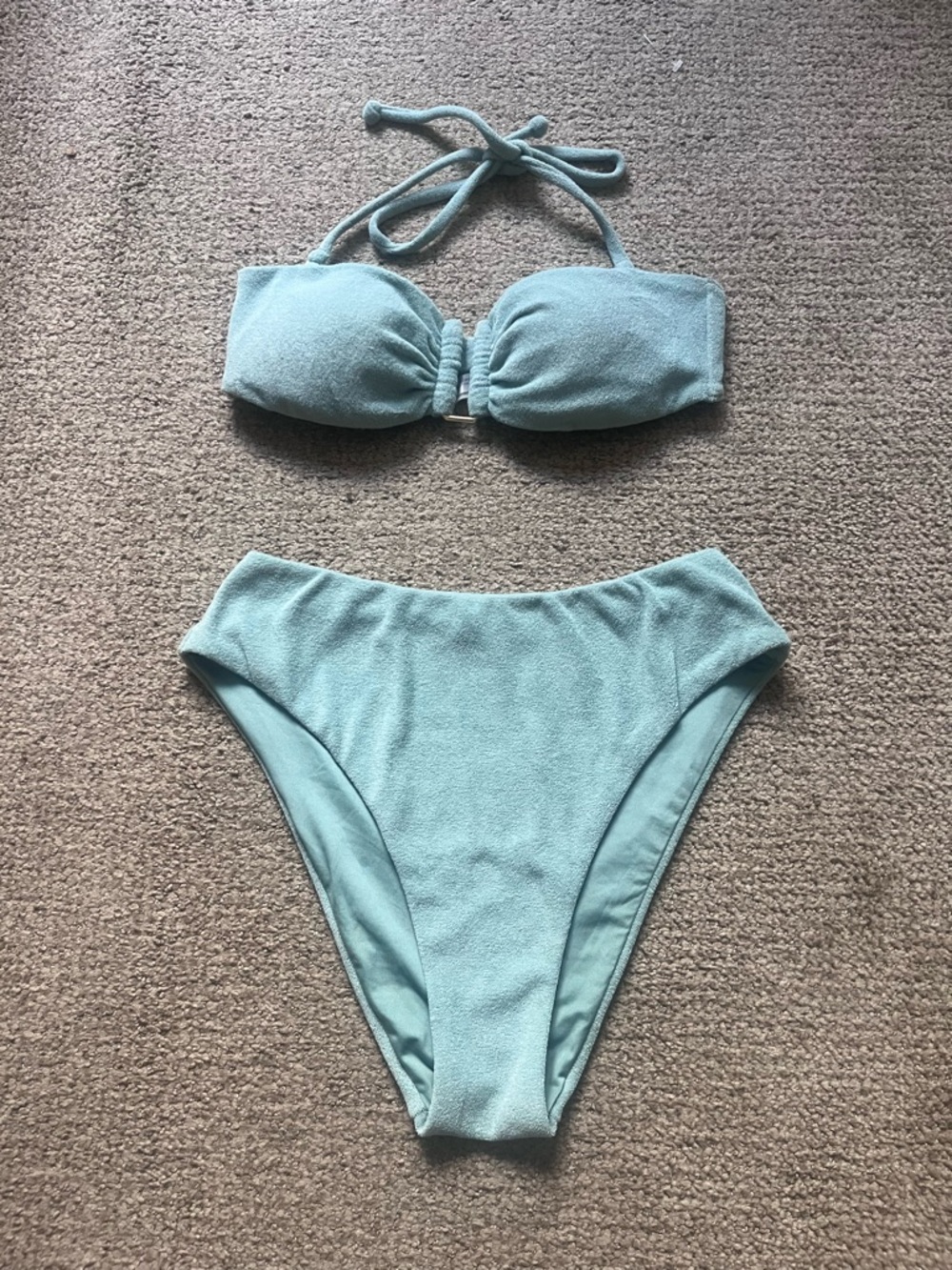 Victoria's Secret Green Terry Cloth High Cut Bikini Set Size  M/L